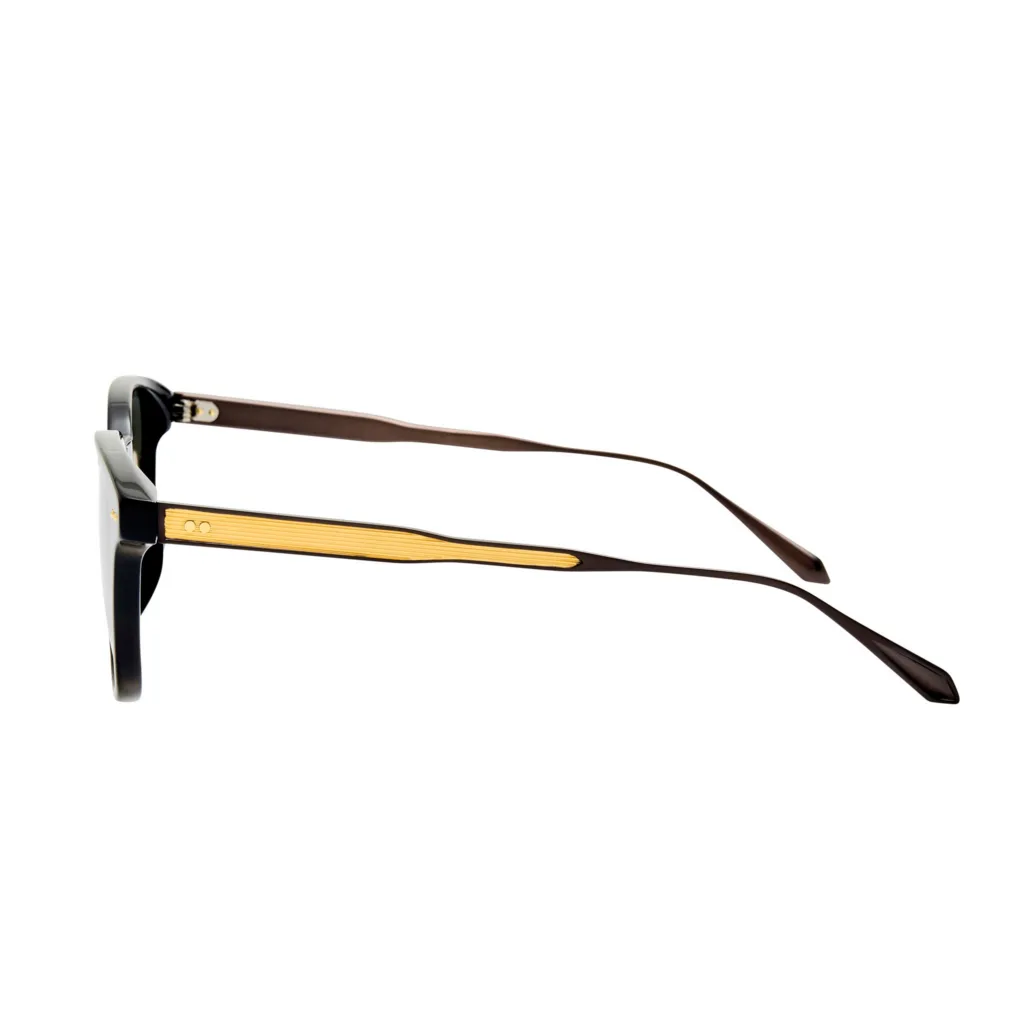 Linda Farrow PAULSON LFL1585 C1 BLACK / NICKEL / 22K GOLD / SOLID GREY, Czarny