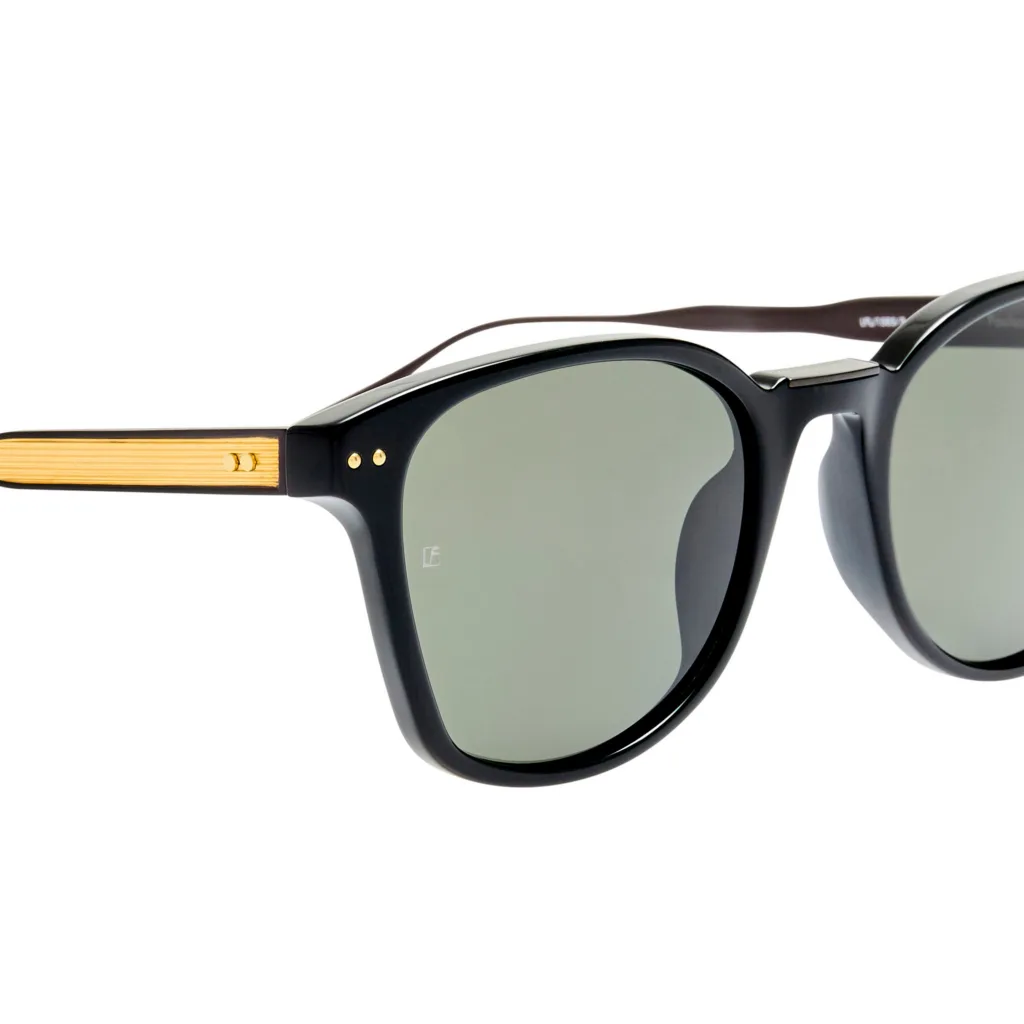 Linda Farrow PAULSON LFL1585 C1 BLACK / NICKEL / 22K GOLD / SOLID GREY, Czarny
