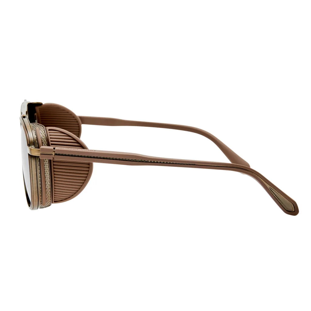 Linda Farrow CORTES LFL1628 C2 ANTIQUE GOLD / 22K GOLD PLATED TITANIUM / SOLID DEEP GREEN, Złoty