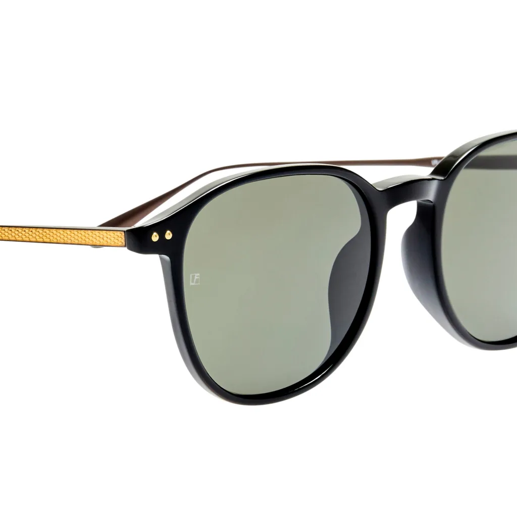 Linda Farrow STANLEY SUN LFL1641 C1 BLACK NICKEL / SOLID GREY, Czarny