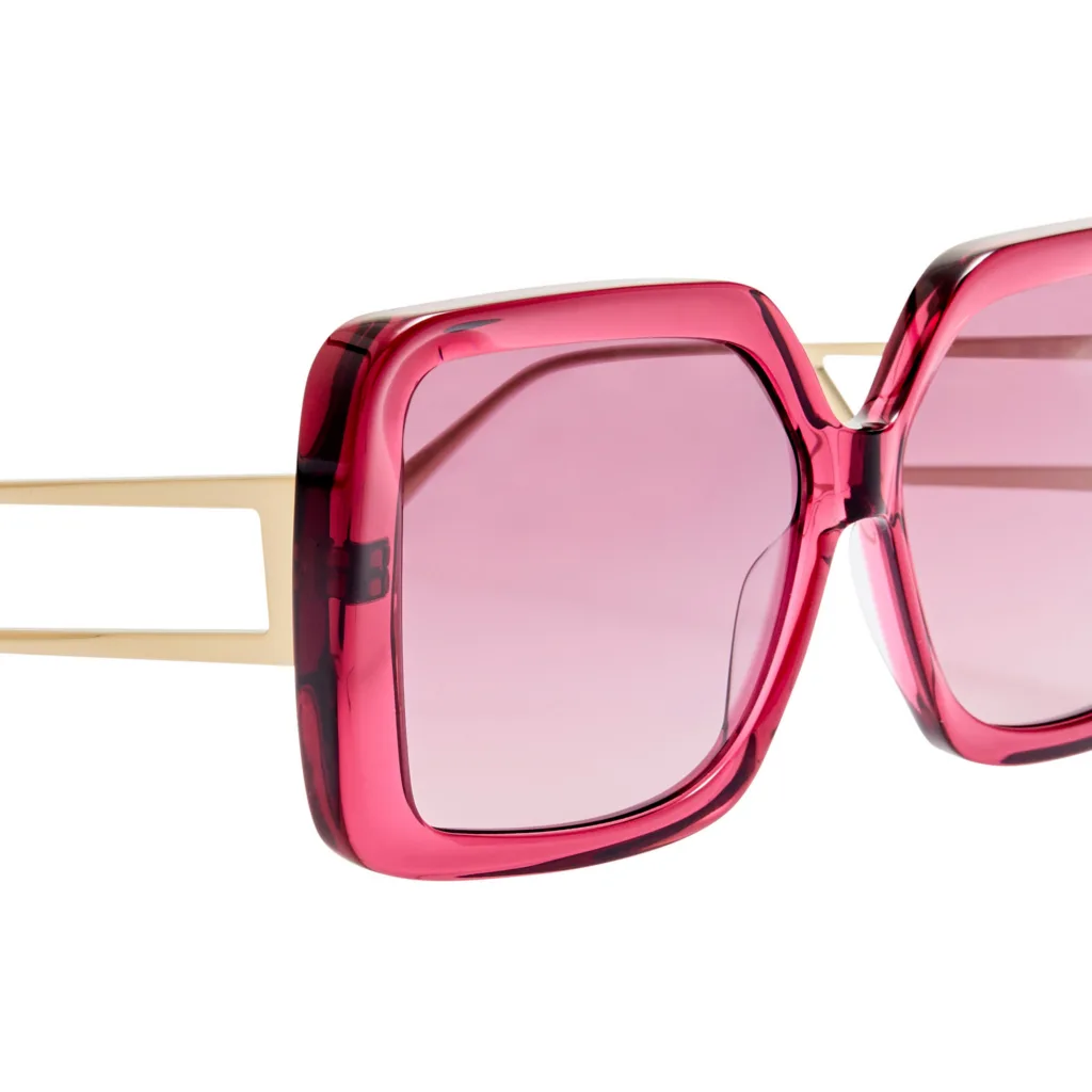 Linda Farrow MACY LFL1642 C4 WINE / 22K GOLD / MAUVE GRADIENT, Różowy