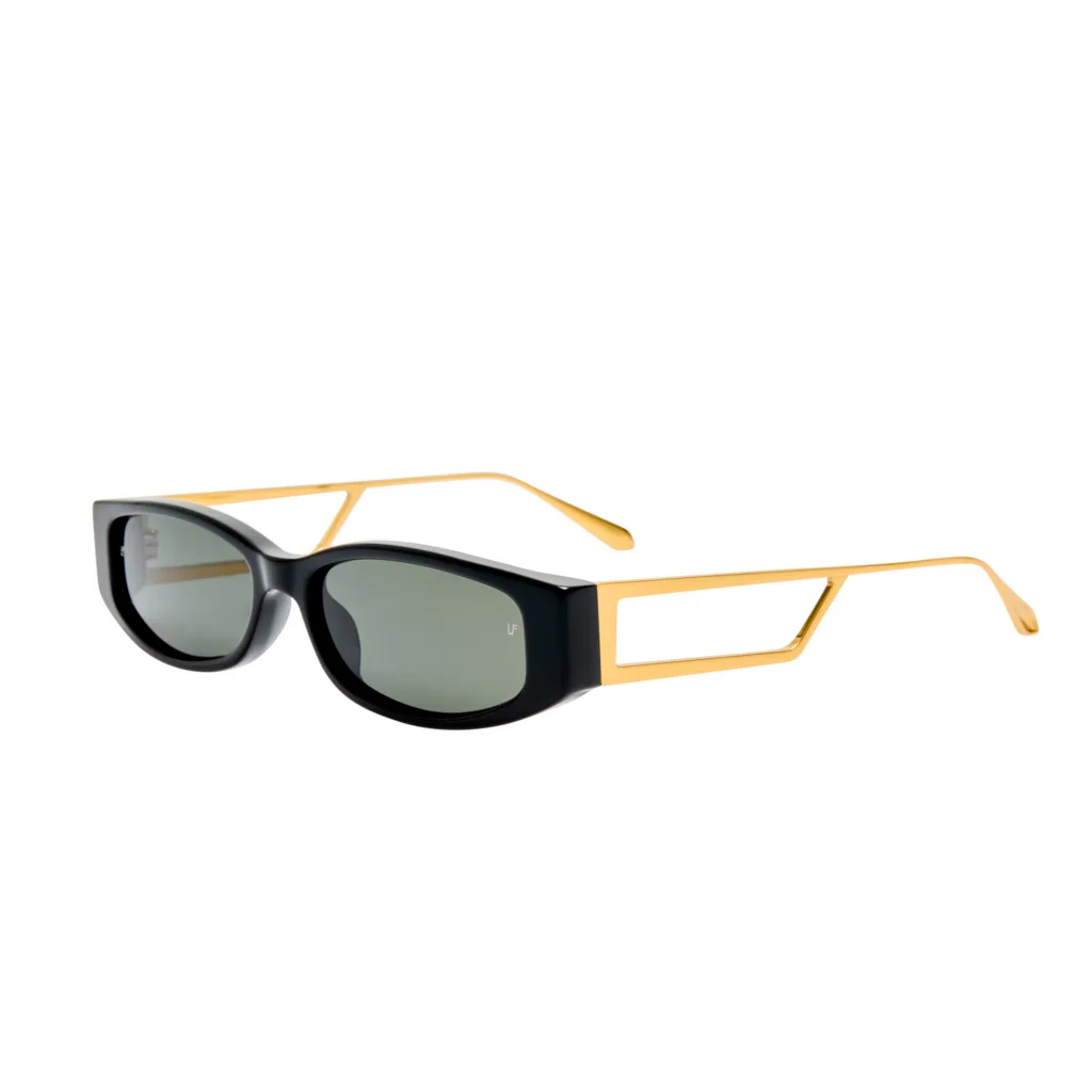 Linda Farrow SUSIE LFL1649 C1 BLACK / 22K GOLD / GREY, Czarny