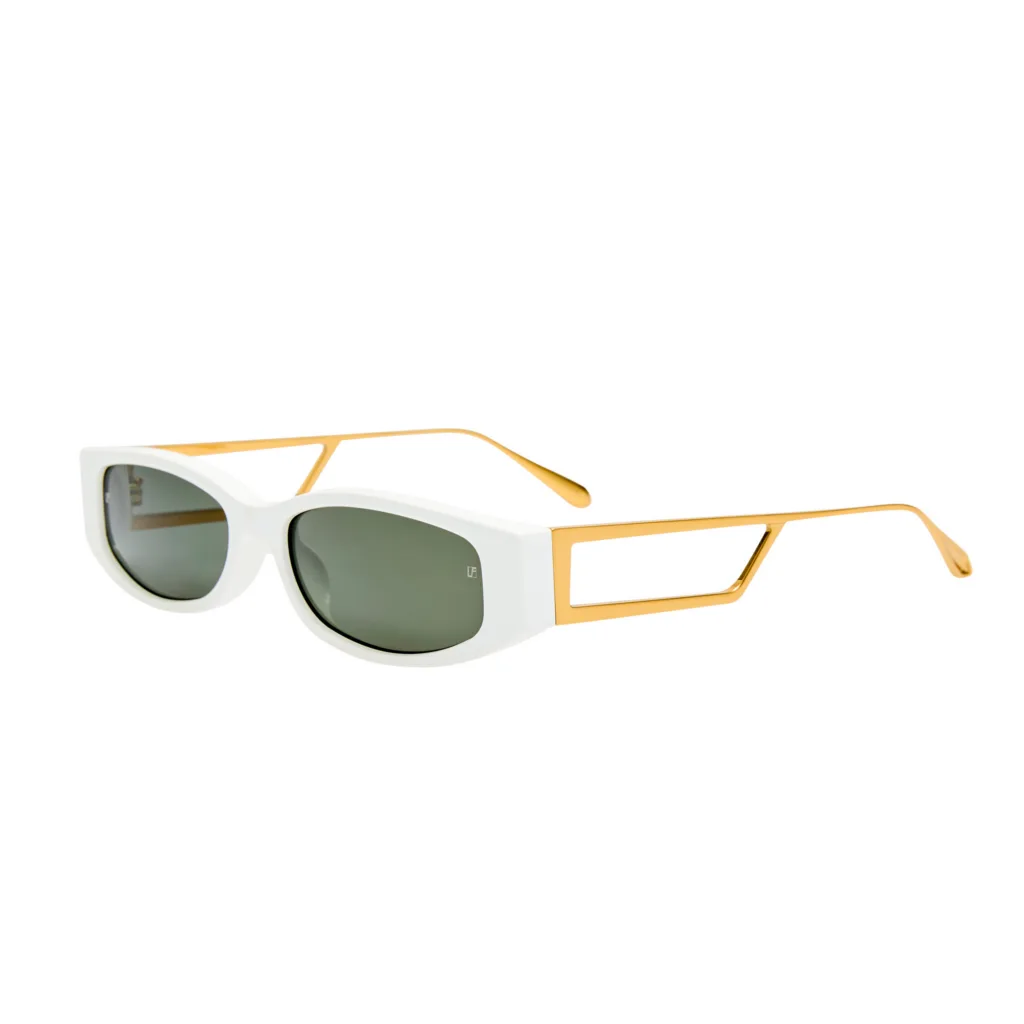Linda Farrow SUSIE LFL1649 C2 WHITE / 22K GOLD / GREY, Biały