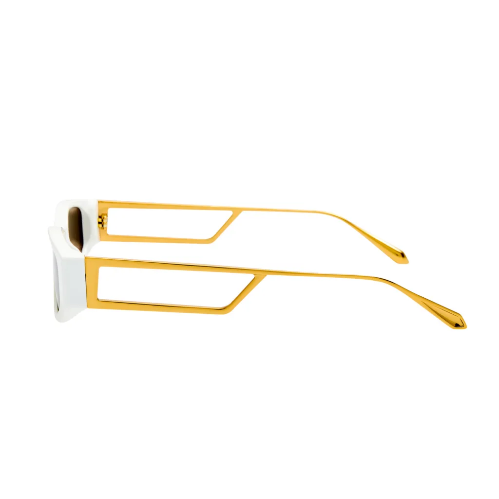 Linda Farrow SUSIE LFL1649 C2 WHITE / 22K GOLD / GREY, Biały