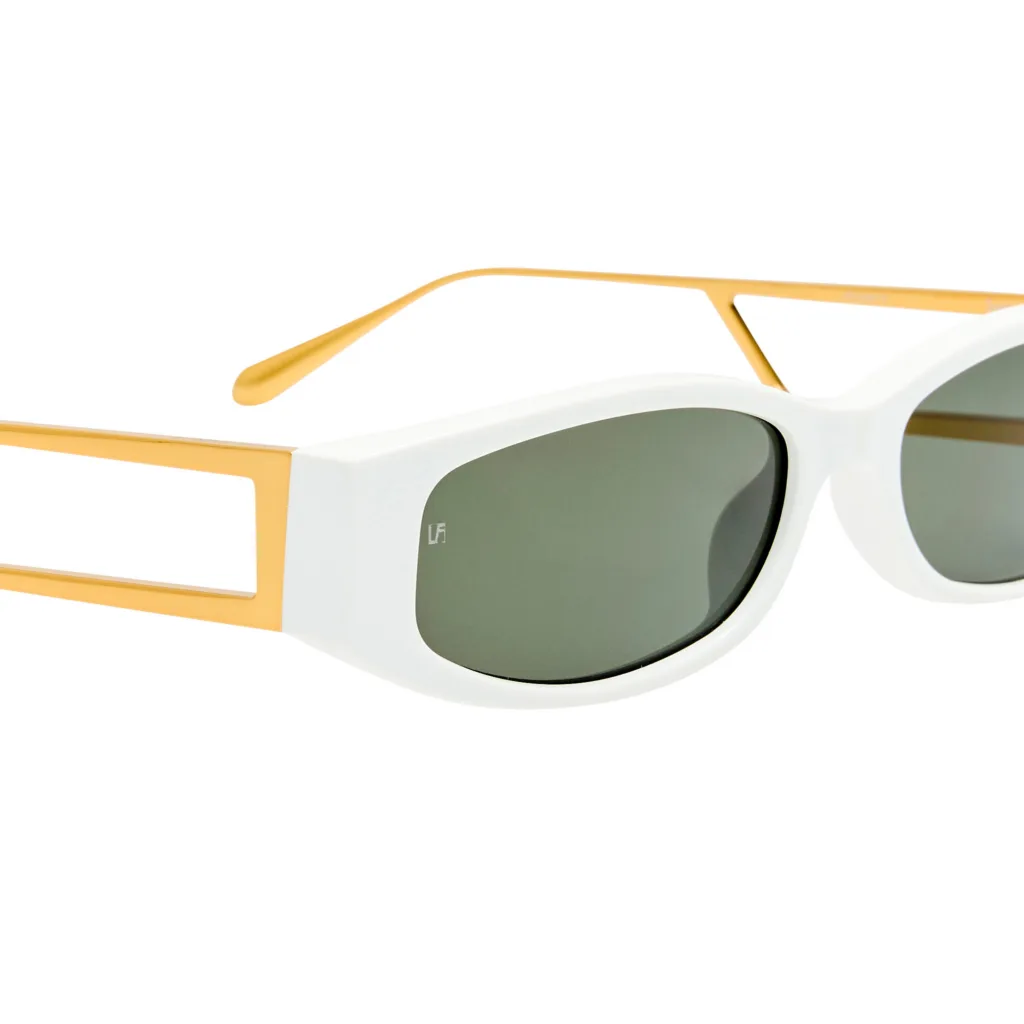 Linda Farrow SUSIE LFL1649 C2 WHITE / 22K GOLD / GREY, Biały