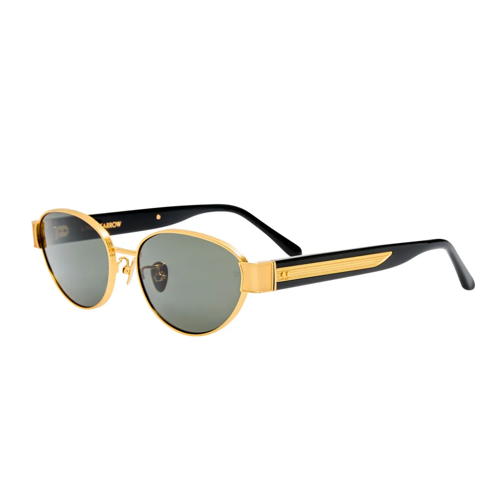 Linda Farrow SHERI LFL1656 C1 22K GOLD / BLACK / GREY LENSES, Złoty