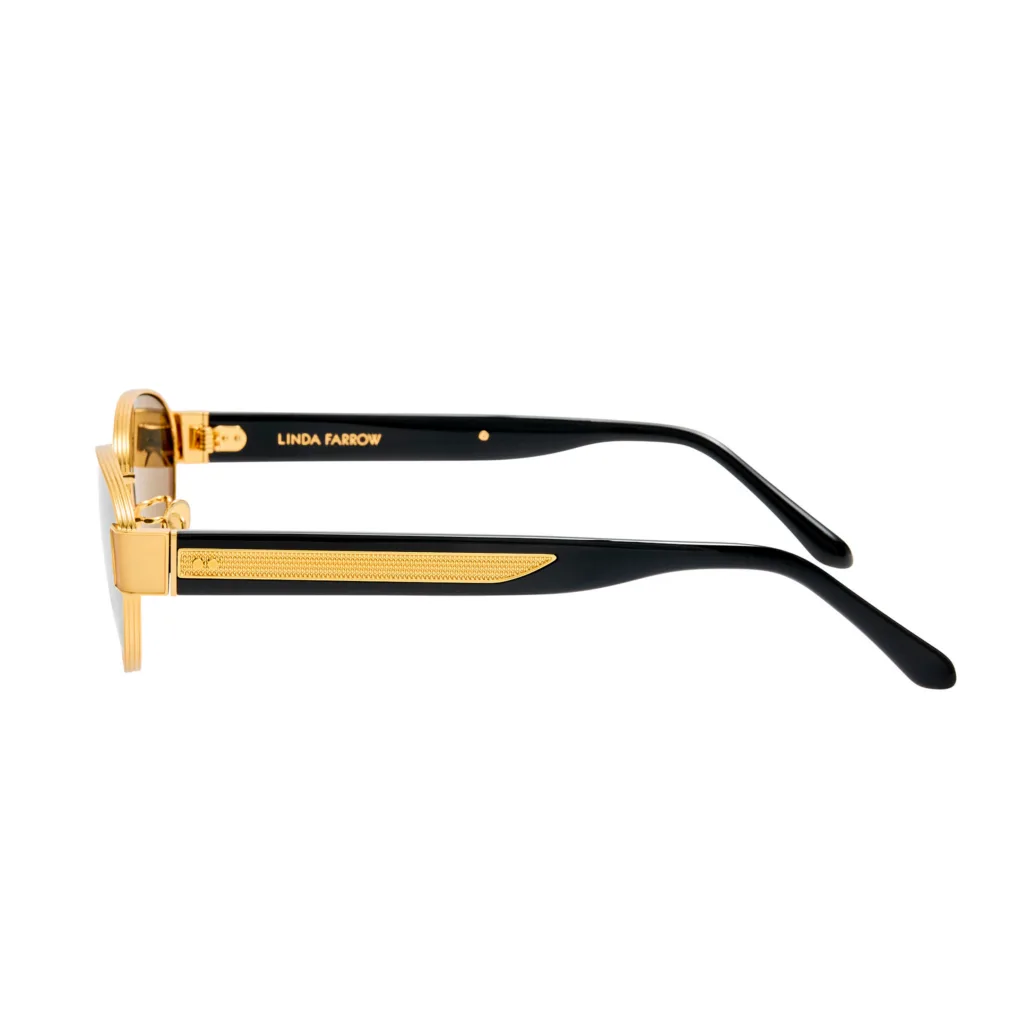 Linda Farrow SHERI LFL1656 C1 22K GOLD / BLACK / GREY LENSES, Złoty