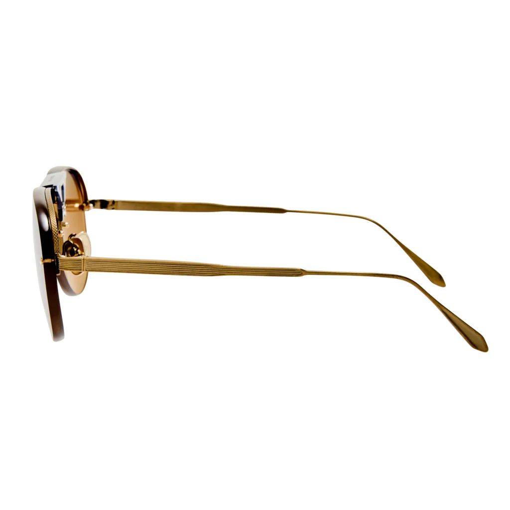 Linda Farrow TAYA LFL1672 Kolor: C2 22K GOLD / ANTIQUE GOLD / NAVY ACETATE / SILT GRADIENT, Kolor oprawy: Brązowy
