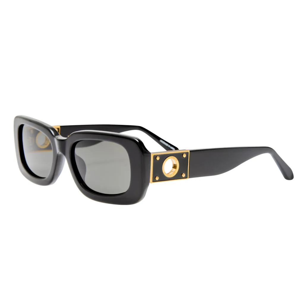 Linda Farrow BELLE LFL1680 C1 BLACK / 22K GOLD-PLATED, Czarny