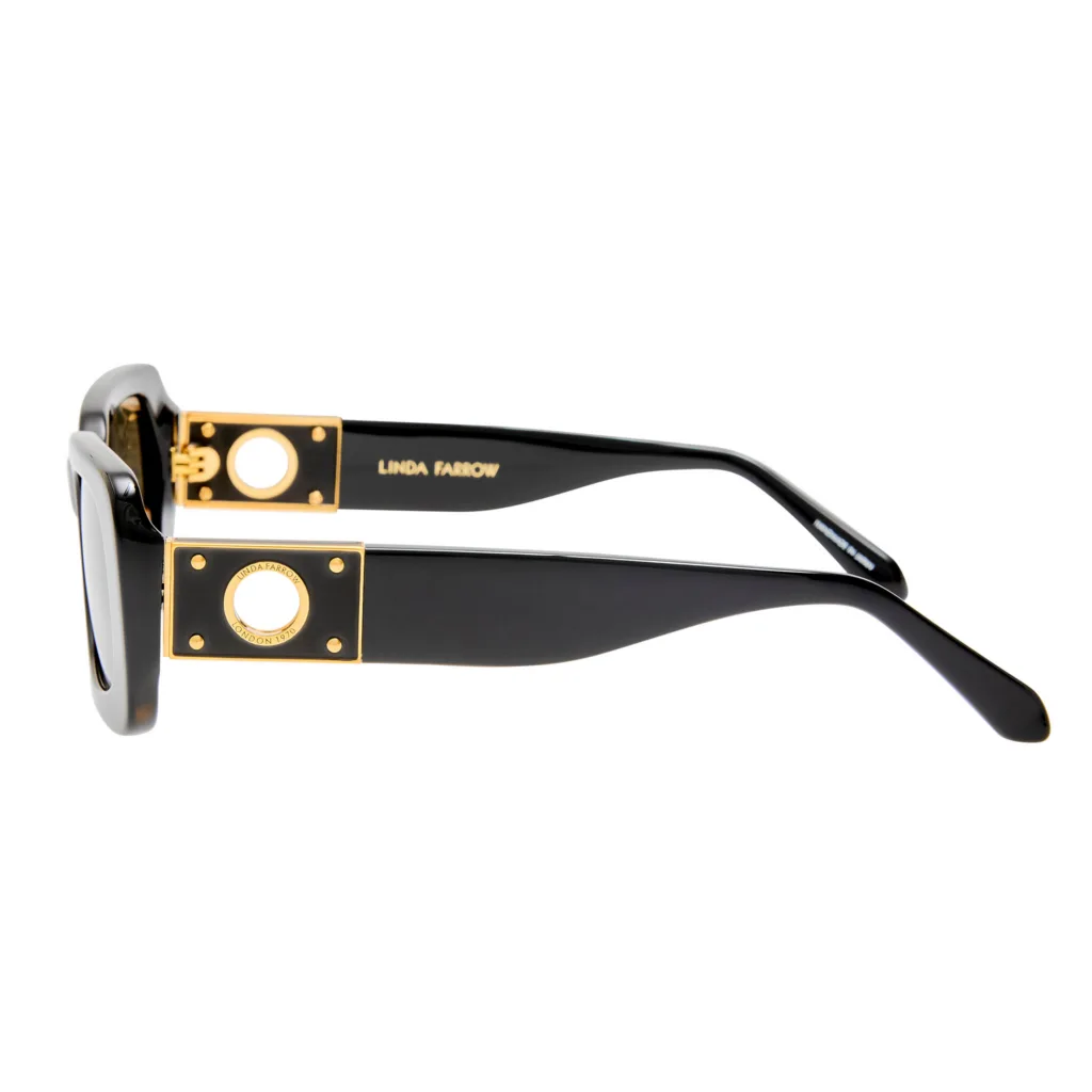 Linda Farrow BELLE LFL1680 C1 BLACK / 22K GOLD-PLATED, Czarny