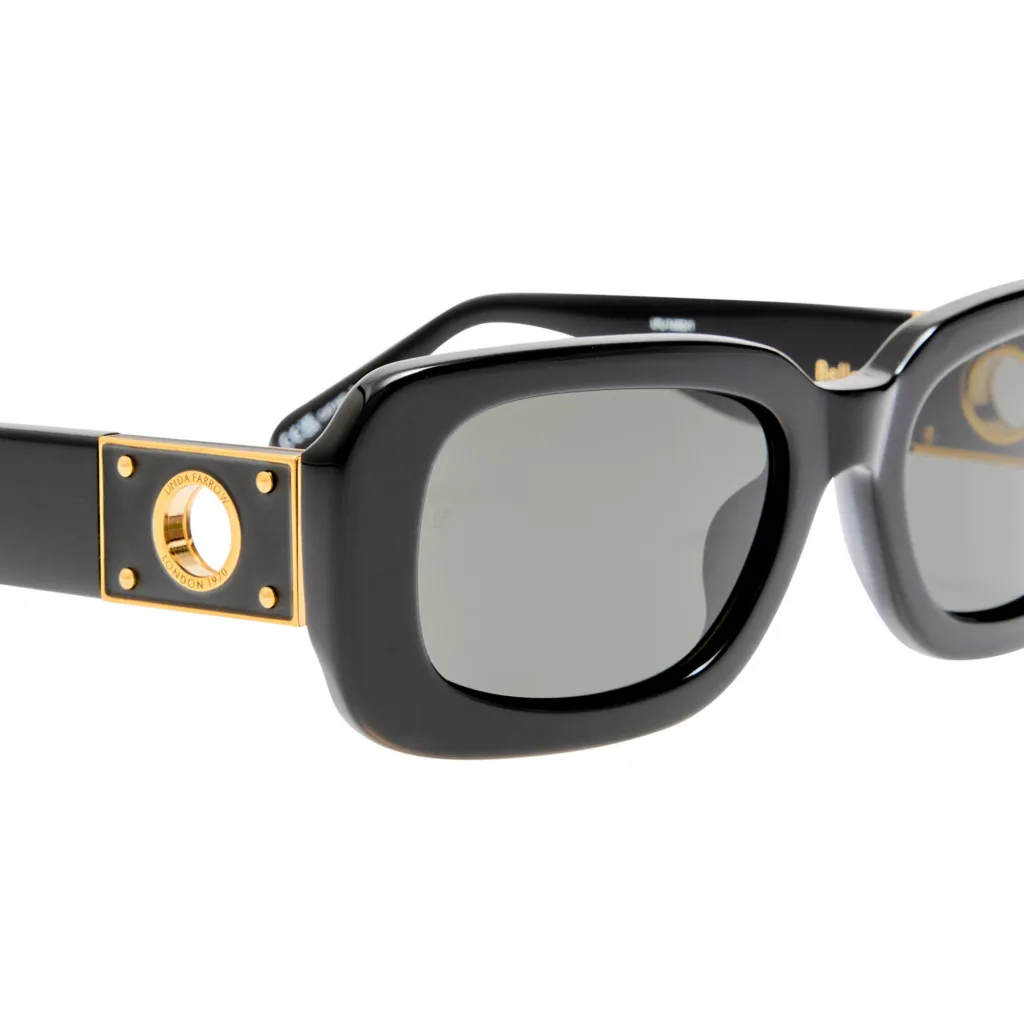 Linda Farrow BELLE LFL1680 C1 BLACK / 22K GOLD-PLATED, Czarny