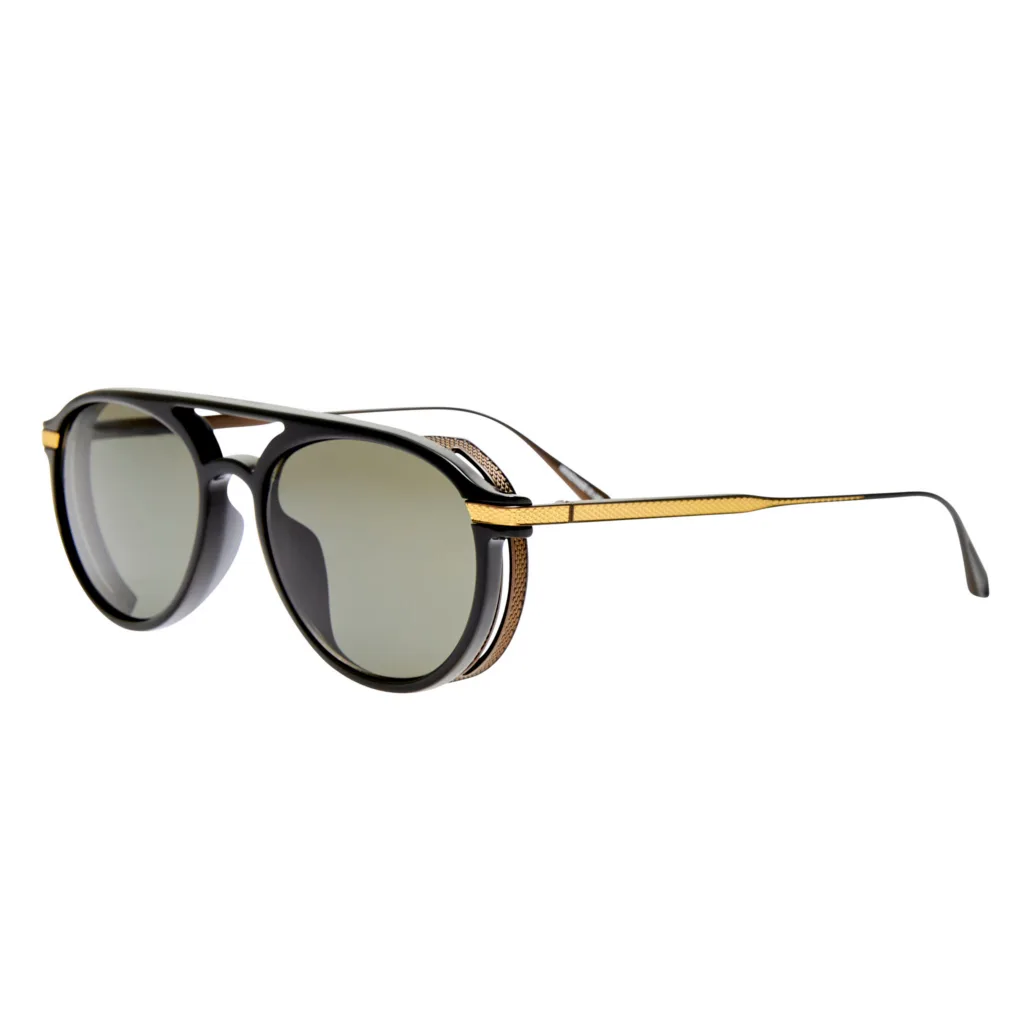 Linda Farrow SUTTON LFL1722 C1 22K GOLD / BLACK / SOLID GREY, Czarny