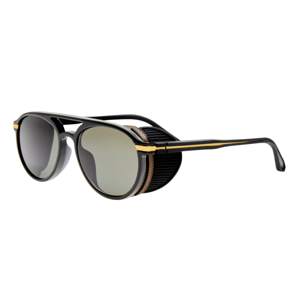 Linda Farrow SUTTON LFL1722 C1 22K GOLD / BLACK / SOLID GREY, Czarny