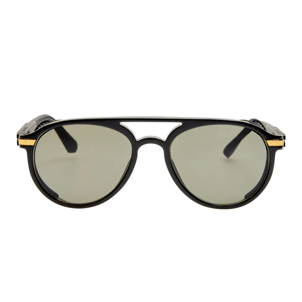 Linda Farrow SUTTON LFL1722 C1 22K GOLD / BLACK / SOLID GREY, Czarny