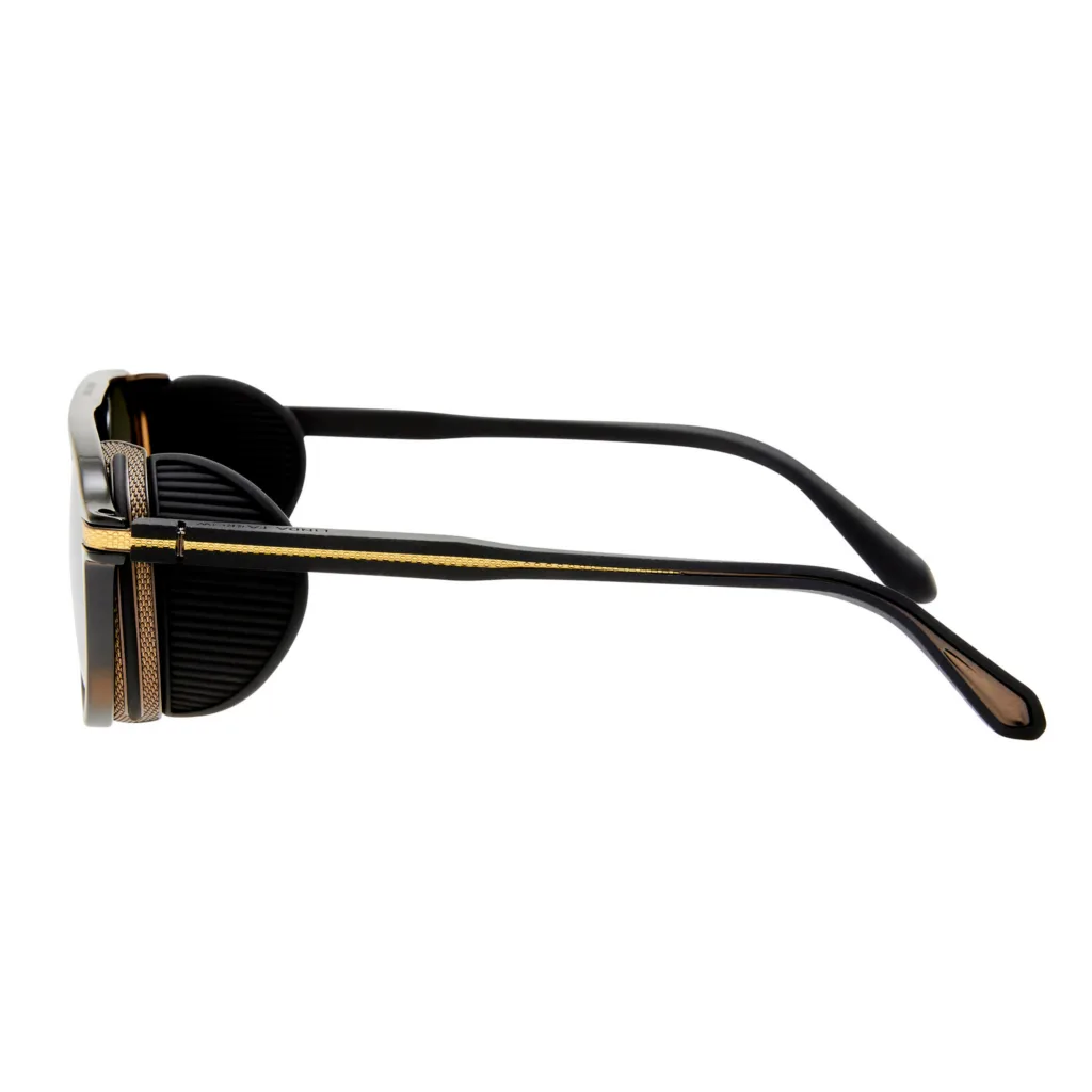 Linda Farrow SUTTON LFL1722 C1 22K GOLD / BLACK / SOLID GREY, Czarny