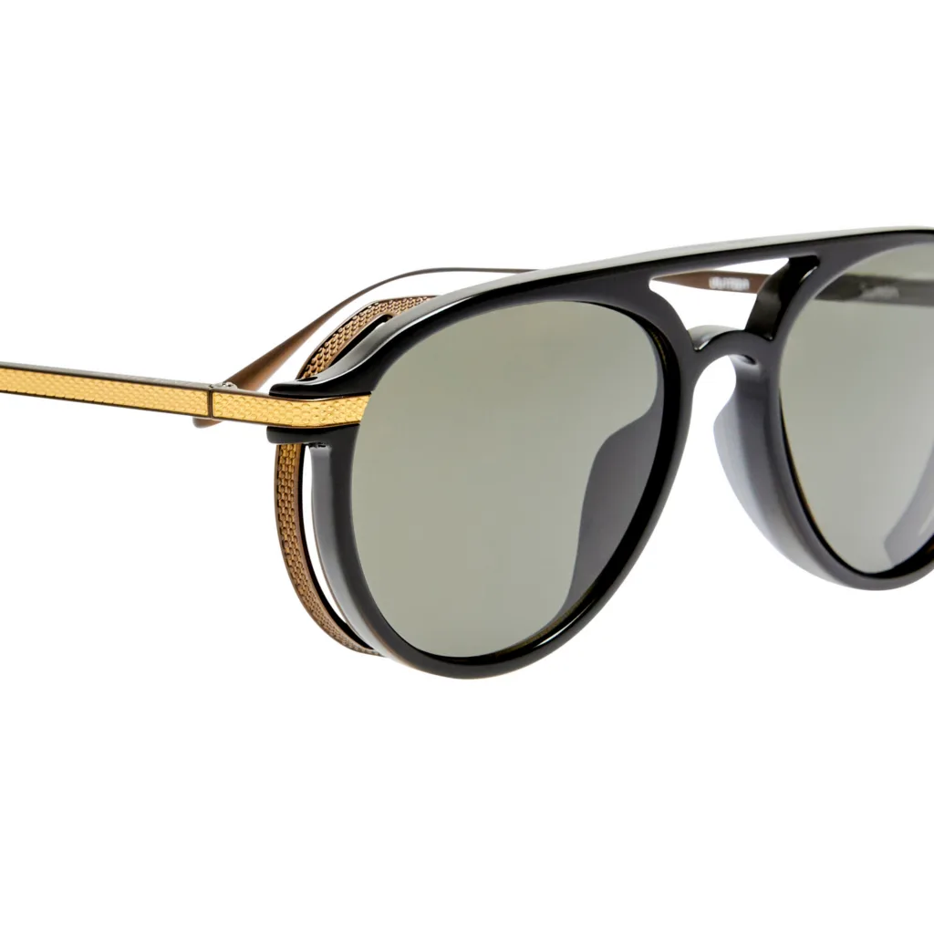 Linda Farrow SUTTON LFL1722 C1 22K GOLD / BLACK / SOLID GREY, Czarny