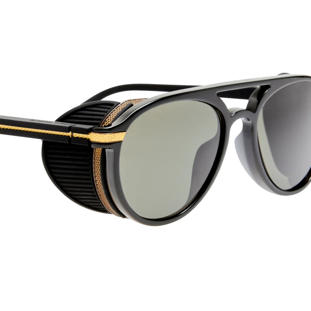 Linda Farrow SUTTON LFL1722 C1 22K GOLD / BLACK / SOLID GREY, Czarny