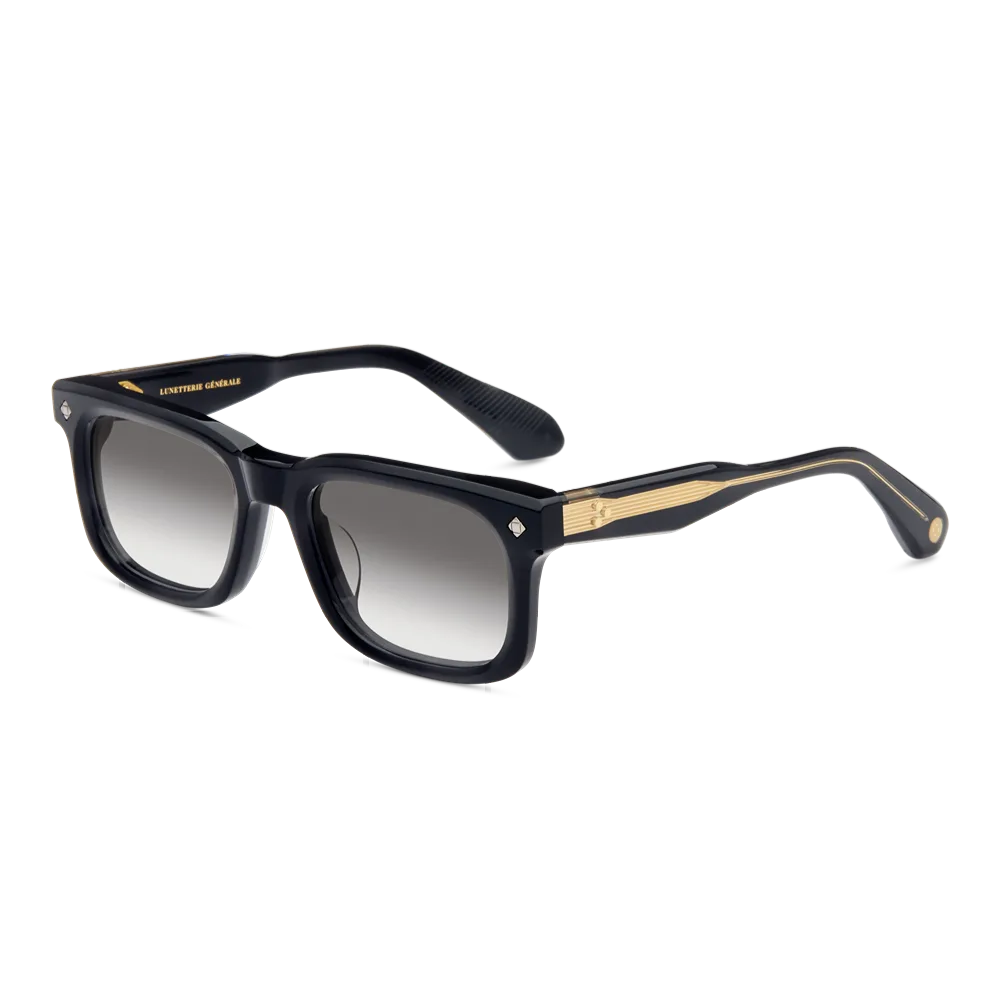 Lunetterie Générale GRAND VOYAGEUR BLACK & 18K GOLD /GRADIENT GREY, Czarny