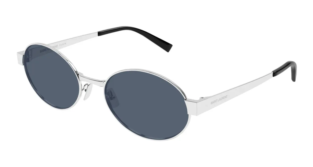 Saint Laurent SL 692 SHINY SILVER / SOLID LIGHT BLUE, Srebrny