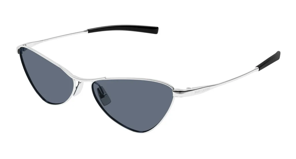 Saint Laurent SL 830 003 SHINY SILVER / SOLID LIGHT BLUE, Srebrny