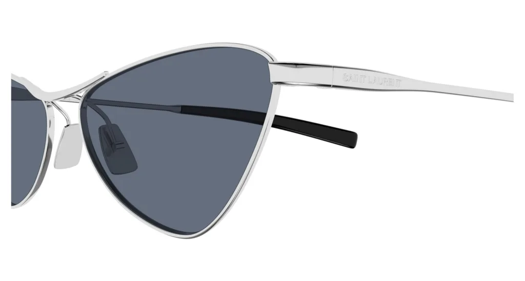 Saint Laurent SL 830 003 SHINY SILVER / SOLID LIGHT BLUE, Srebrny