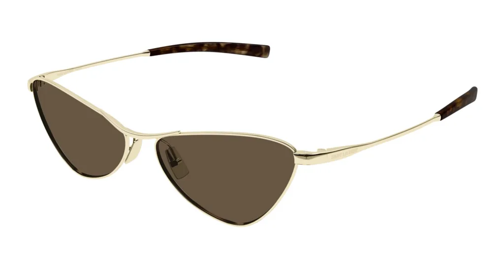 Saint Laurent SL 830 004 SHINY LIGHT GOLD / SOLID BROWN, Złoty