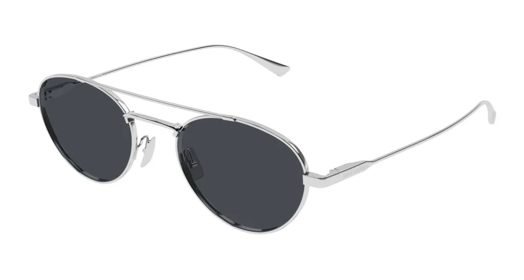 Saint Laurent SL 97 002 SHINY SILVER / SOLID GREY, Srebrny