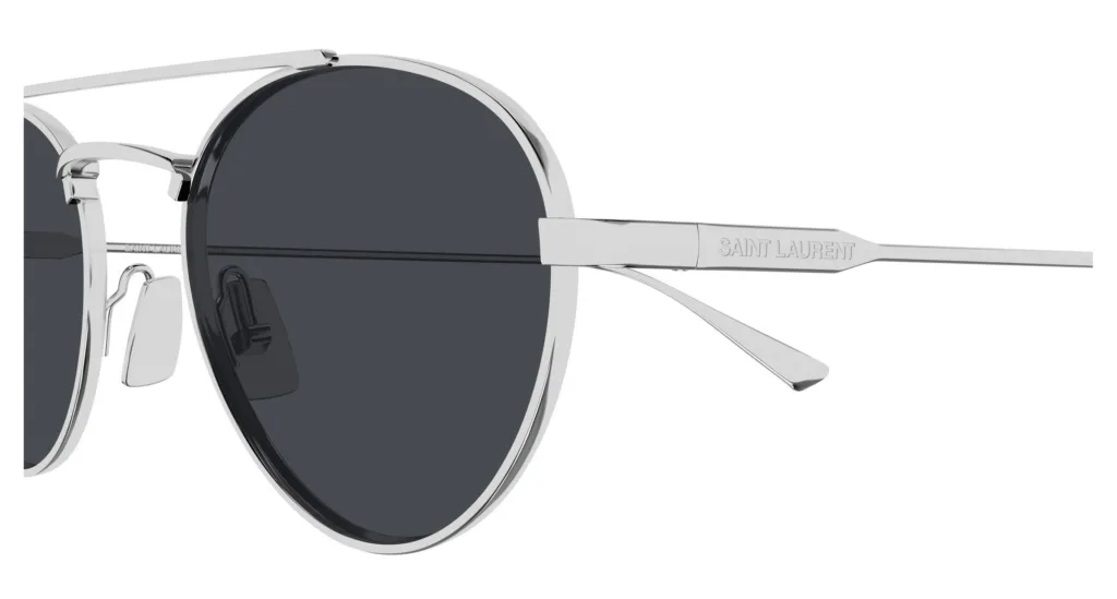 Saint Laurent SL 97 002 SHINY SILVER / SOLID GREY, Srebrny