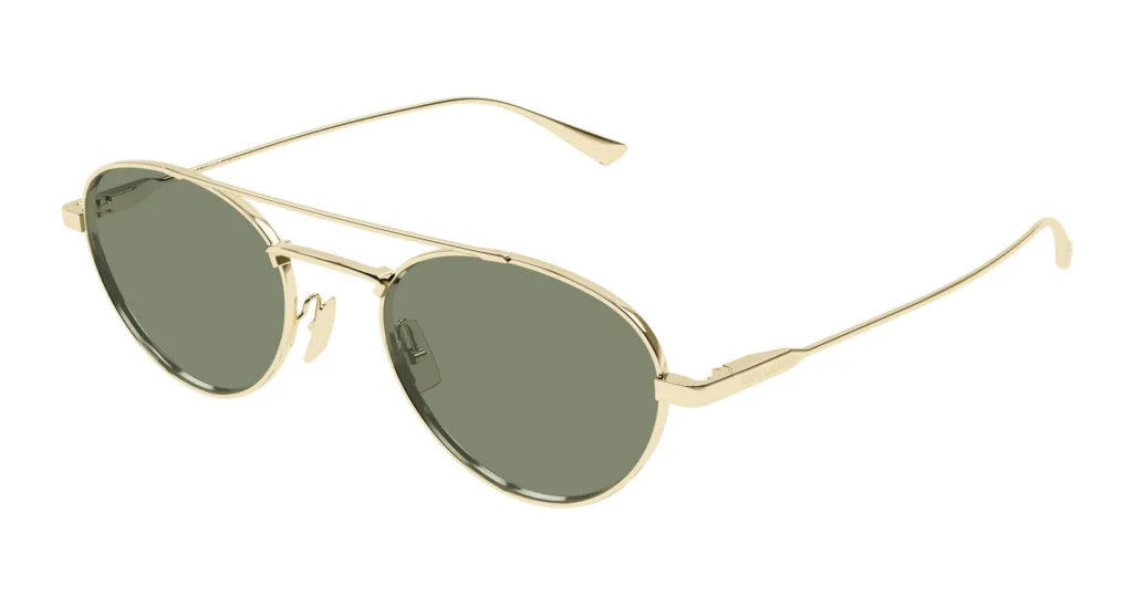 Saint Laurent SL 97 004 SHINY LIGHT GOLD / SOLID GREEN, Złoty