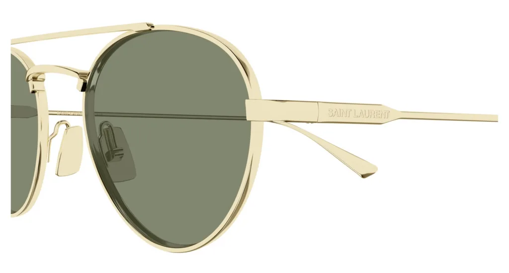 Saint Laurent SL 97 004 SHINY LIGHT GOLD / SOLID GREEN, Złoty