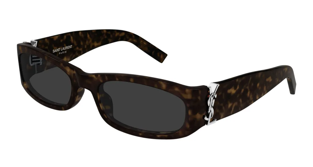 Saint Laurent SL M152 002 SHINY DARK HAVANA / SOLID GREY, Wzór havana