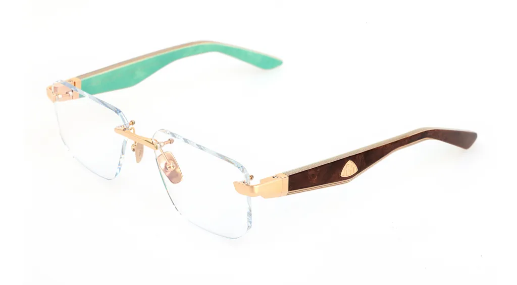 Maybach THE VISIONIST I MELLOW GOLD PLATED/DARK WALNUT/TURQUOISE GREEN, Brązowy