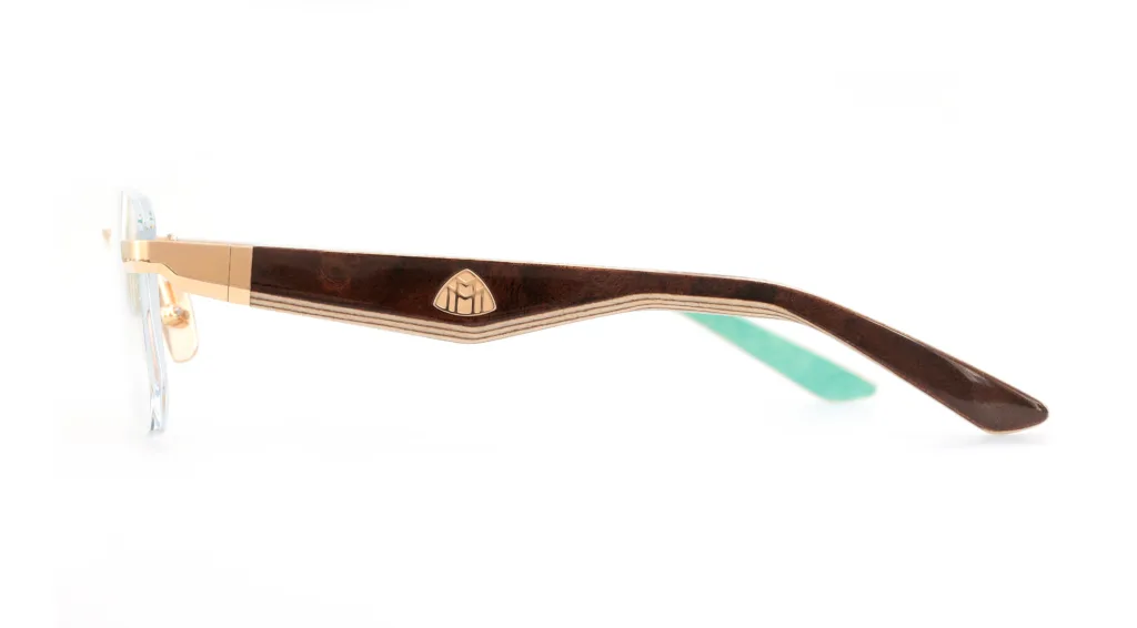 Maybach THE VISIONIST I MELLOW GOLD PLATED/DARK WALNUT/TURQUOISE GREEN, Brązowy