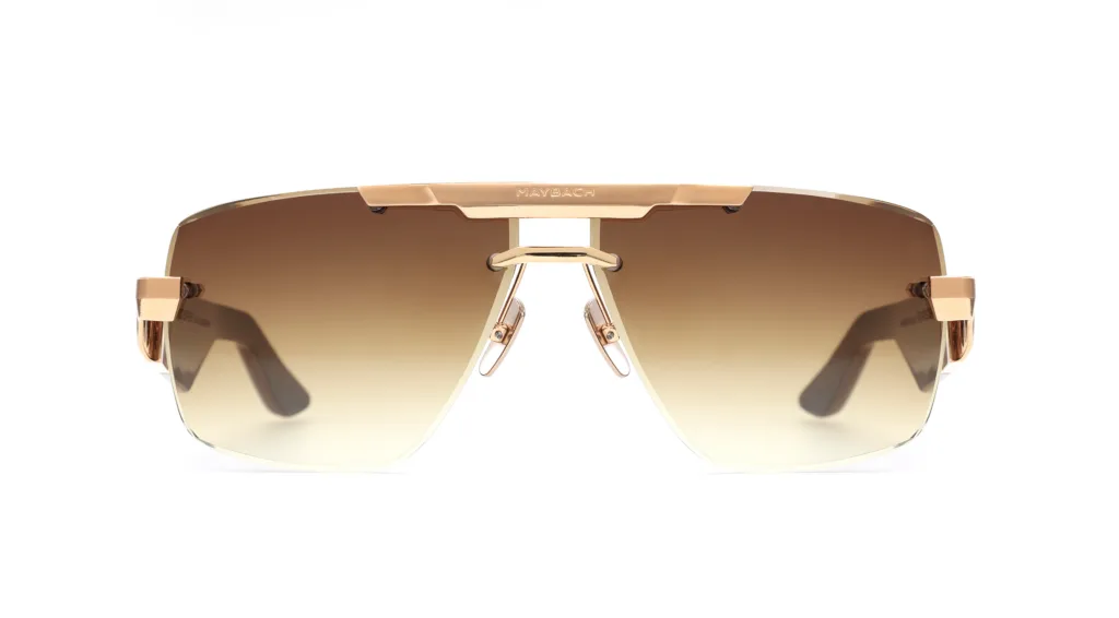 Maybach THE PRESIDENT II 22K MELLOW GOLD PLATED / ARUBA BLUE MADRONE, MAPLE & WALNUT BURR / LIGHT BRONZE GRADIENT, Złoty