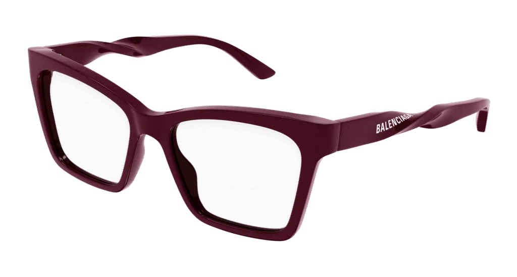 Balenciaga BB0210O Kolor: BURGUNDY-TRANSPARENT, Kolor oprawy: Czerwony
