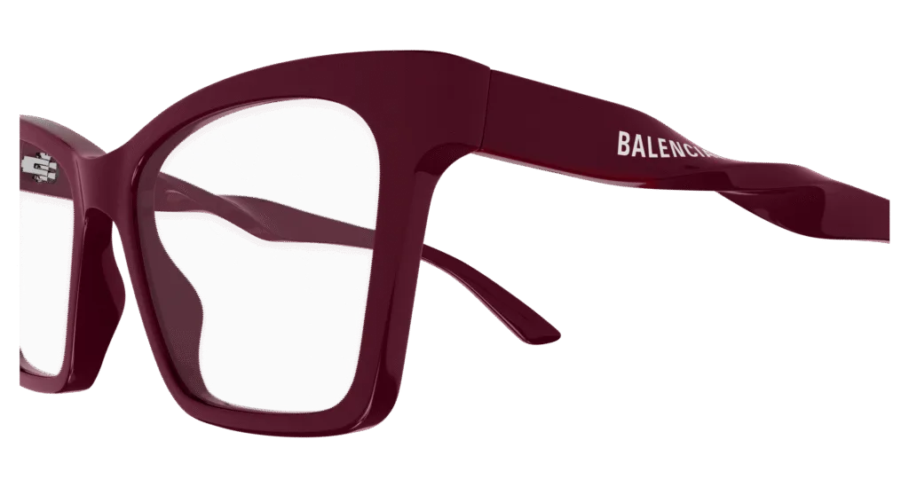 Balenciaga BB0210O Kolor: BURGUNDY-TRANSPARENT, Kolor oprawy: Czerwony
