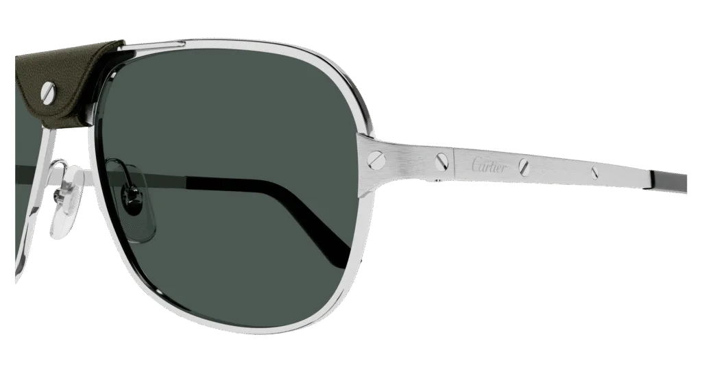 Cartier CT0165S Kolor: SILVER-GREEN, Kolor oprawy: Srebrny