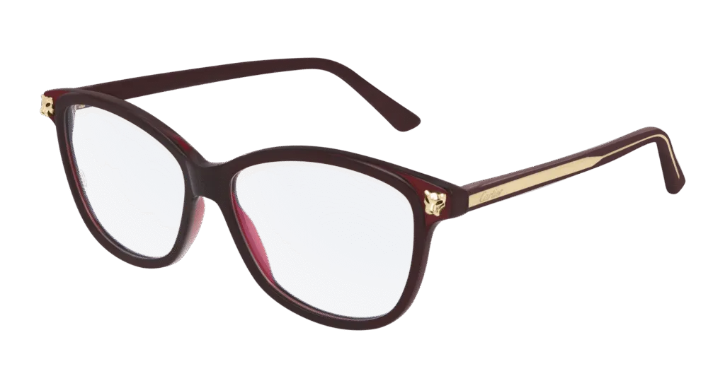 Cartier CT0207O Kolor: BURGUNDY-TRANSPARENT, Kolor oprawy: Czerwony