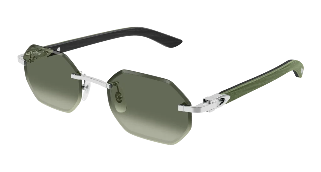 Cartier CT0439S Kolor: SILVER-GREEN-GREEN, Kolor oprawy: Srebrny