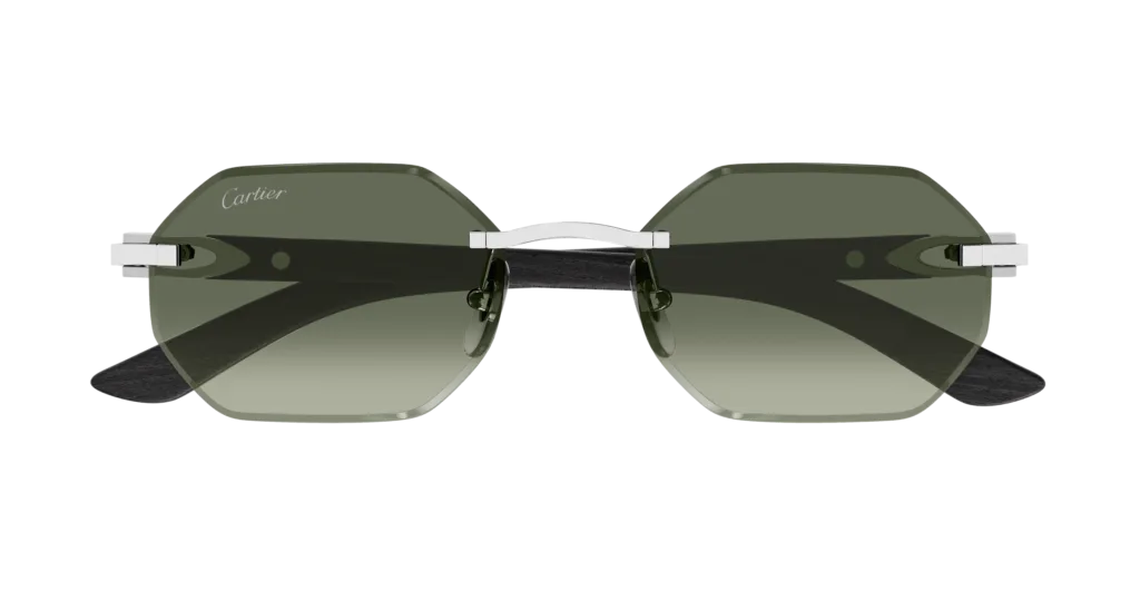 Cartier CT0439S Kolor: SILVER-GREEN-GREEN, Kolor oprawy: Srebrny