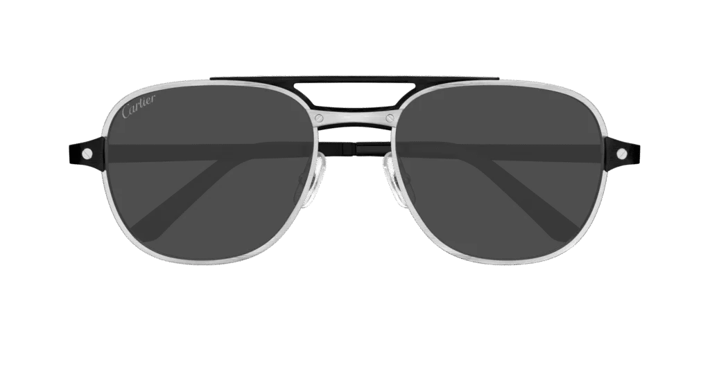 Cartier CT0477S Kolor: SILVER-BLACK-SMOKE, Kolor oprawy: Srebrny