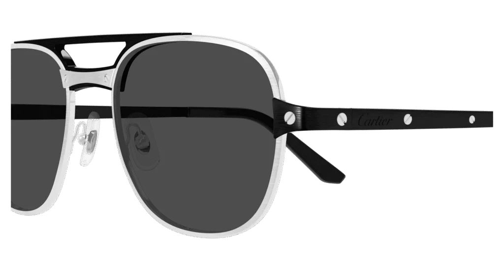 Cartier CT0477S Kolor: SILVER-BLACK-SMOKE, Kolor oprawy: Srebrny