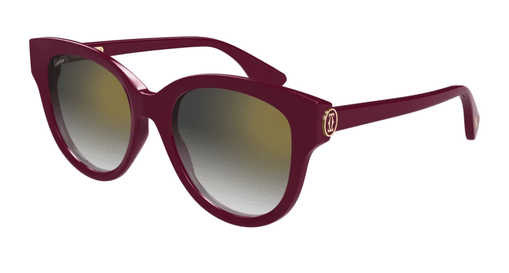 Cartier CT0506S Kolor: BURGUNDY-GREY, Kolor oprawy: Czerwony