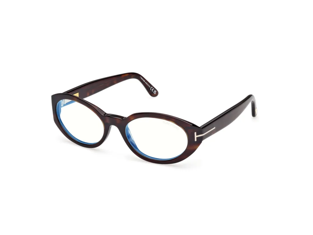 Tom Ford FT6067-B Kolor: 052 SHINY DARK HAVANA / BLUE BLOCK LENSES, Kolor oprawy: Wzór havana