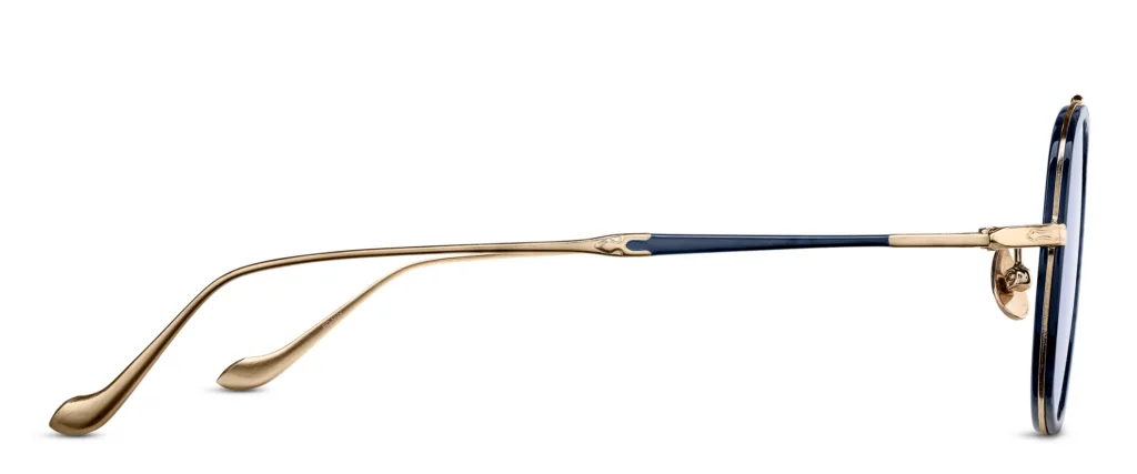 Matsuda M3123 BG-NVY BRUSHED GOLD / NAVY / LIGHT BLUE LENSES, Niebieski