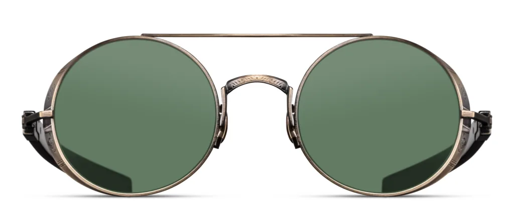 Matsuda M3128 ANTIQUE GOLD / DARK TORTOISE / GREEN LENSES, Zielony