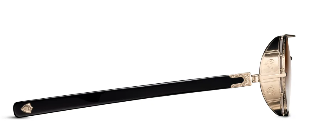 Matsuda M3128 BG-BLK BRUSHED GOLD / BROWN GRADIENT LENSES, Złoty